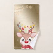 Weihnachtsfest Rentier, Schneeflocken Badhandtuch Set (Handtuch)
