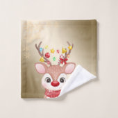 Weihnachtsfest Rentier, Schneeflocken Badhandtuch Set (Waschlappen)