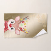 Weihnachtsfest Rentier, Schneeflocken Badhandtuch Set (Handtuch)
