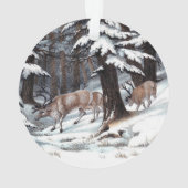 Weihnachtsfest Rentier Winterwald Urlaub Rustikal Ornament (Rückseite)