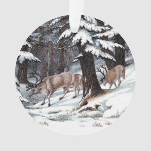 Weihnachtsfest Rentier Winterwald Urlaub Rustikal Ornament