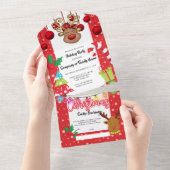 Weihnachtsfest-Rentierfest All In One Einladung (Abreißen)