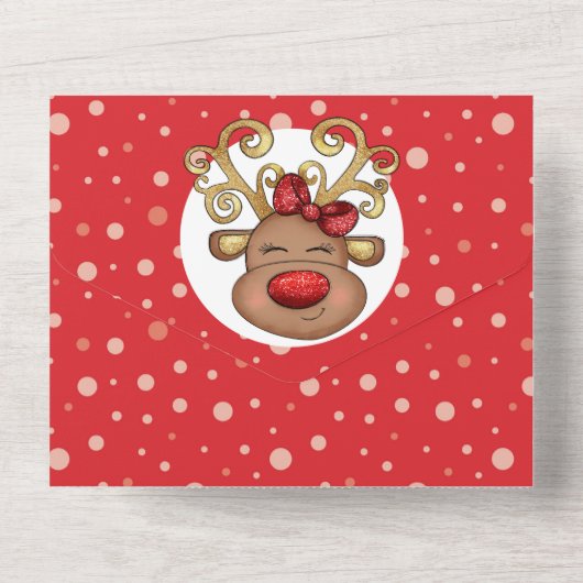 Weihnachtsfest-Rentierfest All In One Einladung (Rückseite)