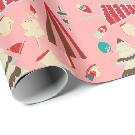Weihnachtsfest Rosa Geschenkpapier (Rolleneckpunkt)