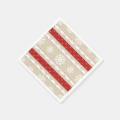 Weihnachtsfest Rot & Beige Schneeflocken Muster Serviette (Ecke)