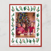 Weihnachtsfest Rot Grün Heilige Berries Weihnachts Postkarte (Vorderseite)