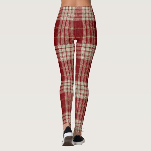 Weihnachtsfest Rot Karierte Leggings (Rückseite)