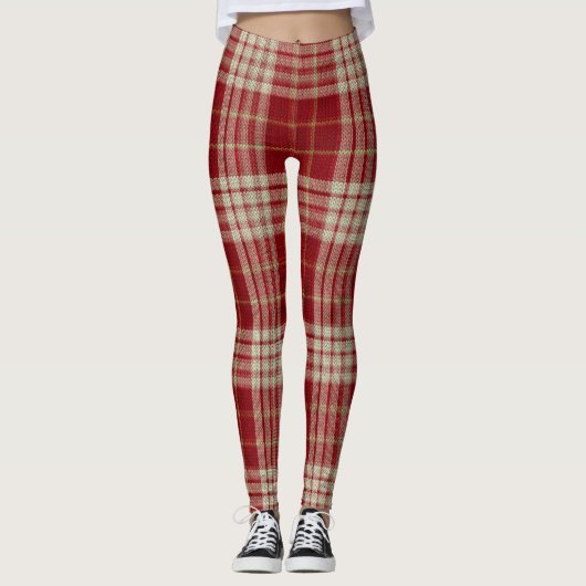 Weihnachtsfest Rot Karierte Leggings (Vorderseite)