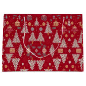 Weihnachtsfest Rot & Weiß Große Geschenktasche Geschenktüte (Vorderseite)