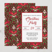 Weihnachtsfest, Rote Berries & Roter Bow Einladung (Vorne/Hinten)