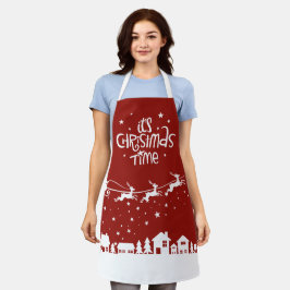 Weihnachtsfest Rote Feiertage Santa Rentiere Schürze