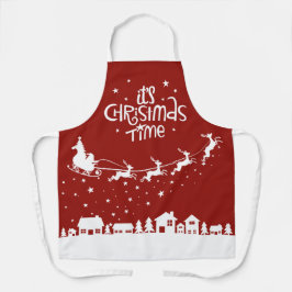 Weihnachtsfest Rote Feiertage Santa Rentiere Schürze