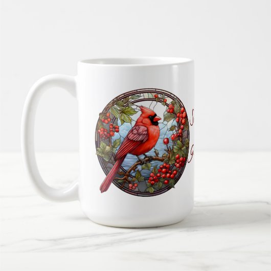 Weihnachtsfest Roter Kardinal Holly Berries Kaffeetasse (Links)