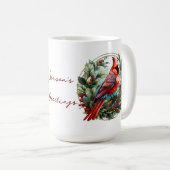 Weihnachtsfest Roter Kardinal Holly Berries Kaffeetasse (VorderseiteRechts)