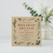 Weihnachtsfest Rustikale Winterflora Einladung (Stehend Vorderseite)