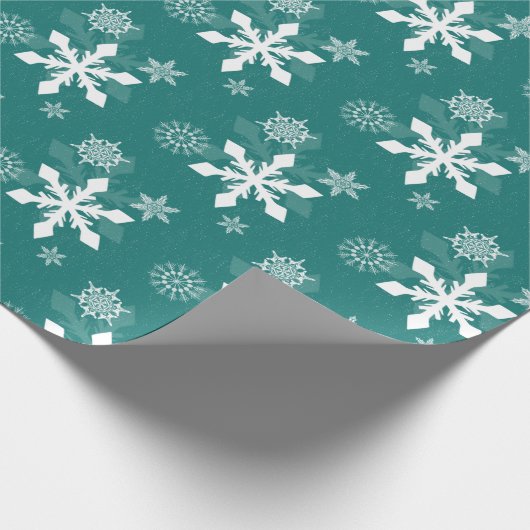 Weihnachtsfest Schneeflocke Aquamarin Geschenkpapier (Ecke)