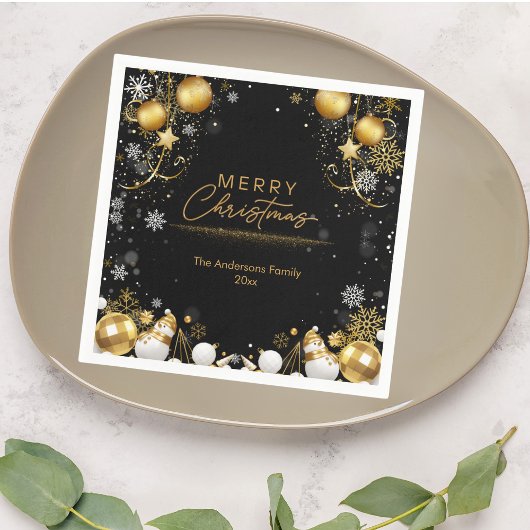 Weihnachtsfest Schneeflocken Glitzern und Schneemä Serviette