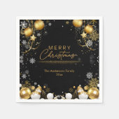 Weihnachtsfest Schneeflocken Glitzern und Schneemä Serviette (Vorderseite)