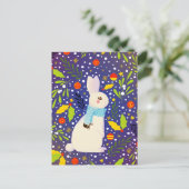 Weihnachtsfest Schneekaninchen Winter Feiertagspostkarte (Stehend Vorderseite)