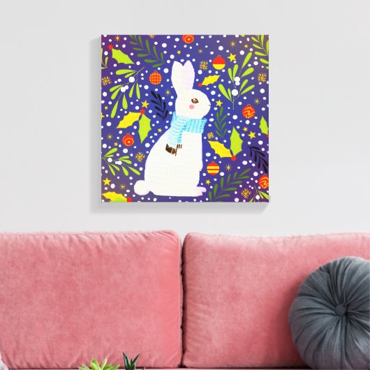 Weihnachtsfest Schneekaninchen Winter Leinwanddruck (Insitu (Wohnzimmer))