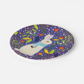 Weihnachtsfest Schneekaninchen Winter Pappteller (Schrägansicht)