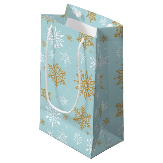 Weihnachtsfest Snowflakes Geschenktasche Kleine Geschenktüte (Vorderseite Schrägansicht)