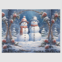 Weihnachtsfest Snowman Couple Decoupage