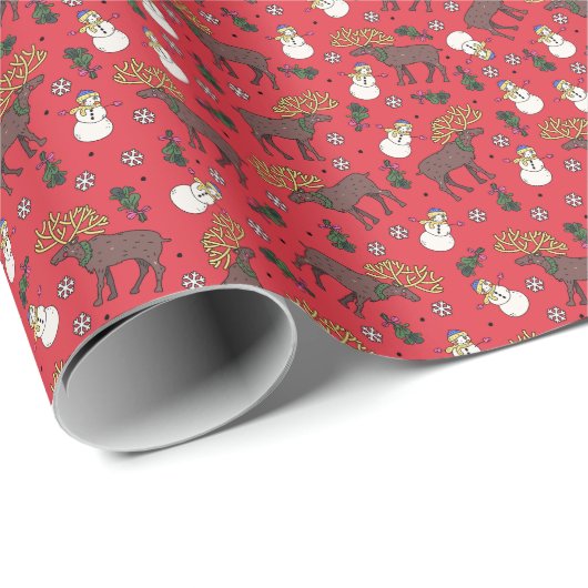 Weihnachtsfest: Snowman Pattern Geschenkpapier (Rolleneckpunkt)