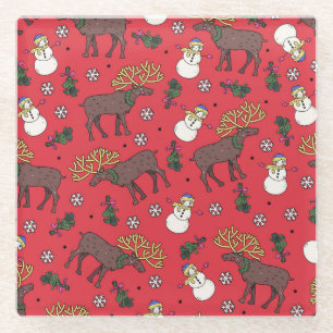 Weihnachtsfest: Snowman Pattern Glasuntersetzer