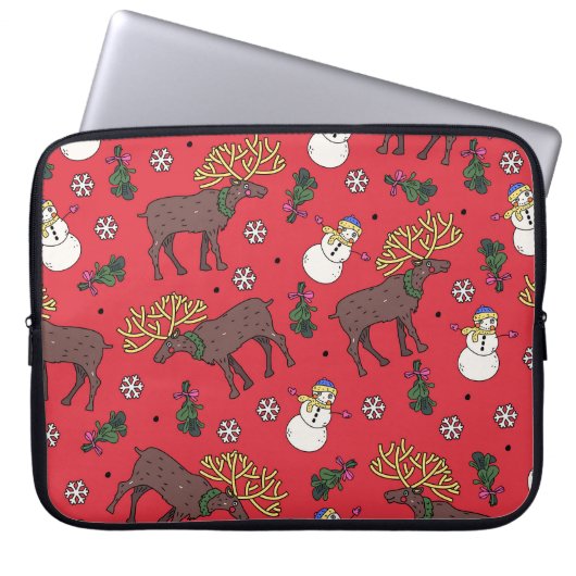 Weihnachtsfest: Snowman Pattern Laptopschutzhülle (Vorderseite)