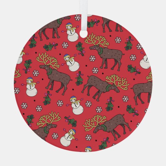 Weihnachtsfest: Snowman Pattern Ornament Aus Glas (Rückseite)