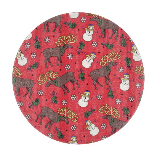 Weihnachtsfest: Snowman Pattern Schneidebrett (Vorderseite)