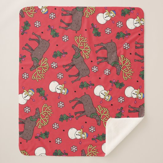 Weihnachtsfest: Snowman Pattern Sherpadecke (Vorderseite)