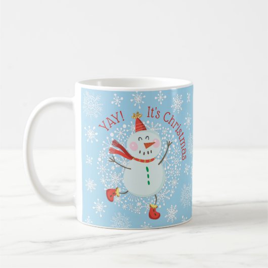 Weihnachtsfest Snowman Schneeflocken Kaffeetasse (Links)