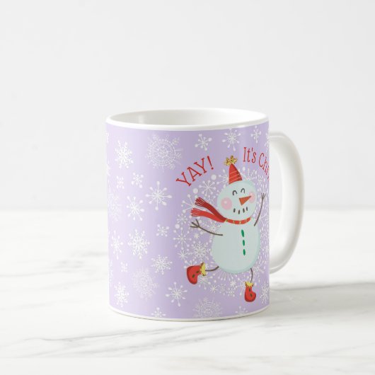 Weihnachtsfest Snowman Schneeflocken Kaffeetasse (VorderseiteRechts)