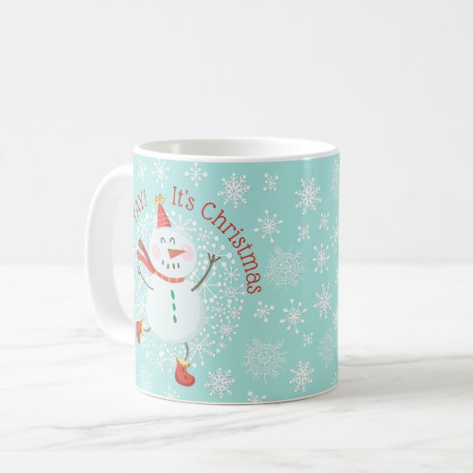 Weihnachtsfest Snowman Schneeflocken Kaffeetasse (Vorderseite Links)