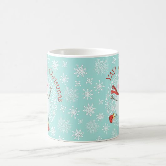 Weihnachtsfest Snowman Schneeflocken Kaffeetasse (Mittel)