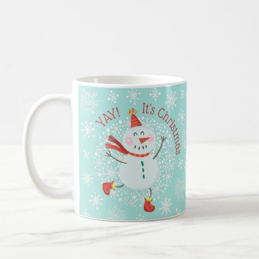 Weihnachtsfest Snowman Schneeflocken Kaffeetasse (Links)