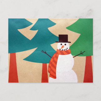 Weihnachtsfest Snowman & Trees Feiertagspostkarte