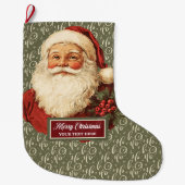 Weihnachtsfest Strumpf mit Retro Santa Claus Großer Weihnachtsstrumpf (Vorderseite)