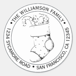 Weihnachtsfest Strumpf Rücksendeadresse Runder Aufkleber