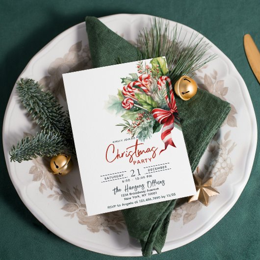 Weihnachtsfest süße Candy Canes Weihnachts-Party Einladung