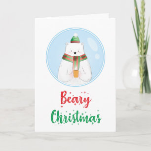 Weihnachtsfest Süße Tier Funny Polar Bär Puff Karte