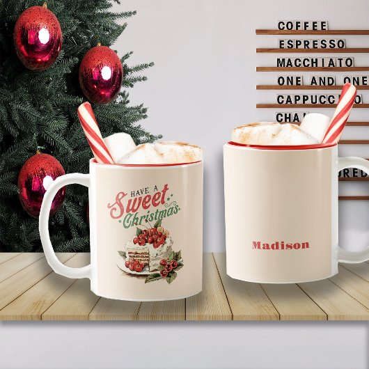 Weihnachtsfest Süßkuchen Individuelle Name Zweifarbige Tasse