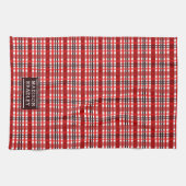 Weihnachtsfest Tartan Personalisierter Name Geschirrtuch (Horizontal)