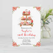 Weihnachtsfest Tee Geburtstagsparty Rote Einladung (Stehend Vorderseite)