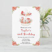 Weihnachtsfest Tee Geburtstagsparty Rote Einladung (Stehend Vorderseite)