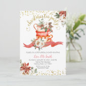 Weihnachtsfest Tee Party Brautparty Einladung (Stehend Vorderseite)