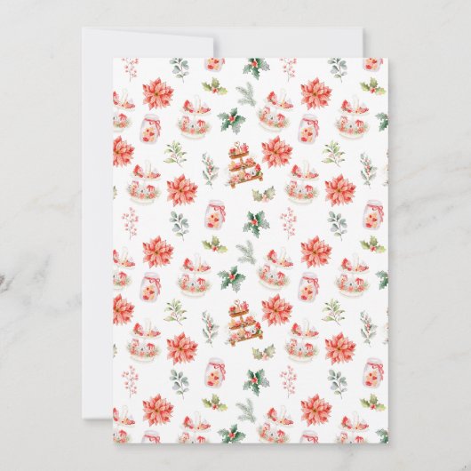 Weihnachtsfest Tee Party Rot Einladung (Rückseite)