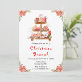 Weihnachtsfest Tee Party Rot Einladung (Stehend Vorderseite)